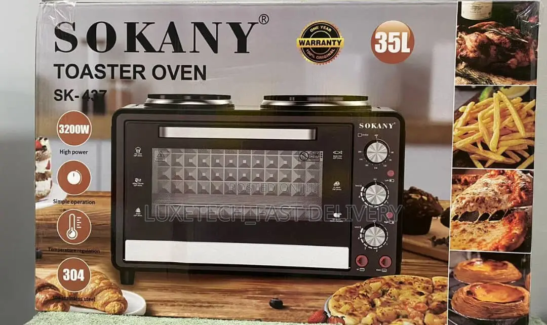 Sokany Oven 35L With 2 Hotplates Burners