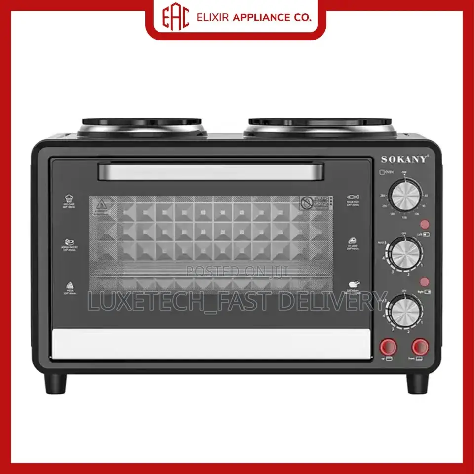 Sokany Electric Oven 35L With 2 Burners Hotplates Original