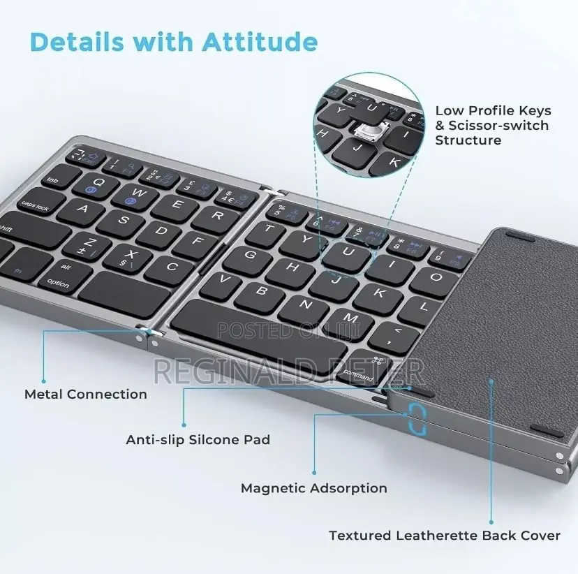 Foldable Bluetooth Keyboard Touchpad Rechargeable