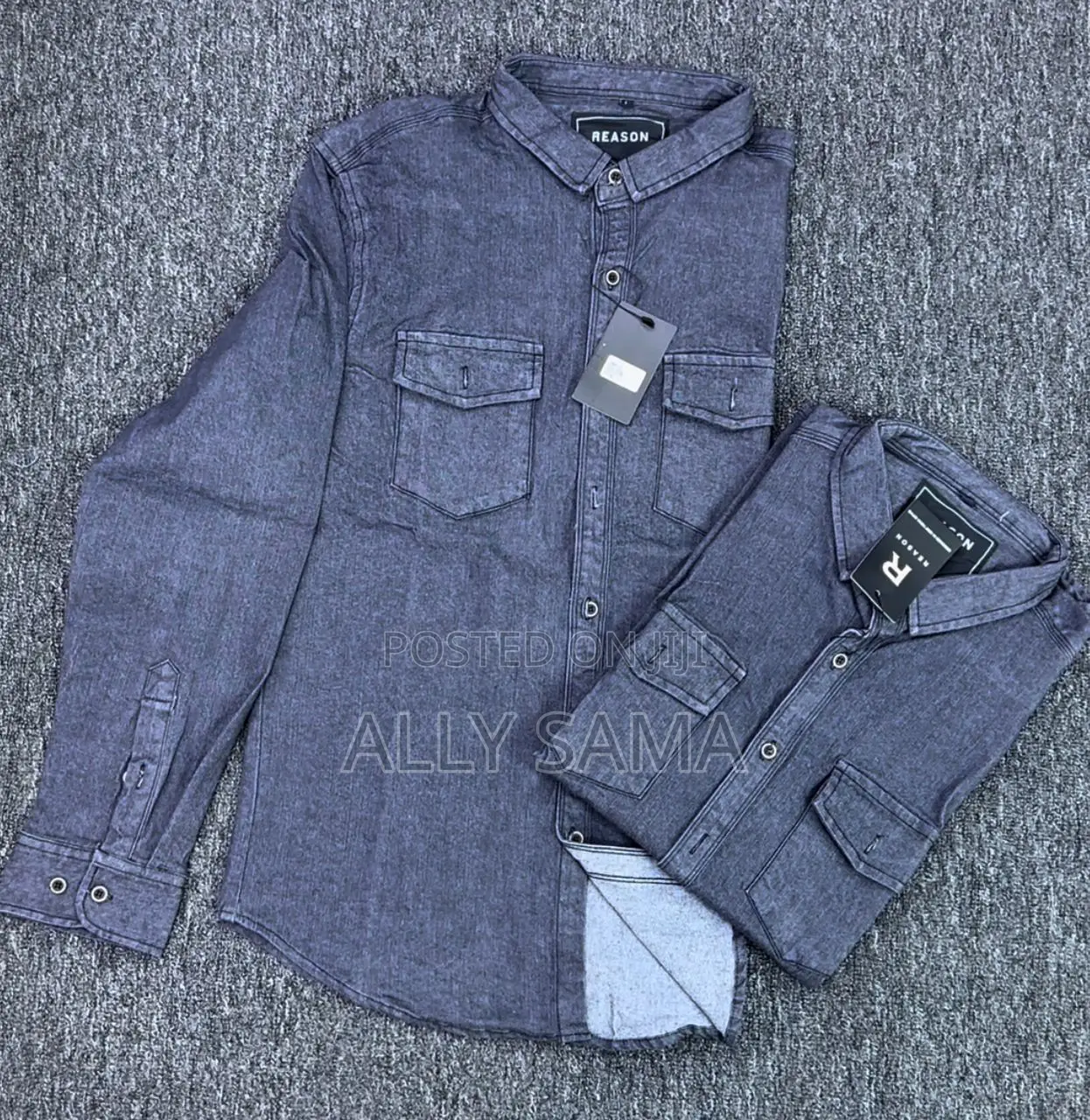 Mens Shirt Blue Material Jeans