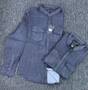 Mens Shirt Blue Material Jeans
