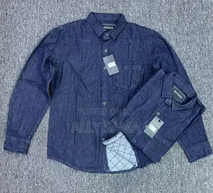 Mens Shirt Blue Material Jeans