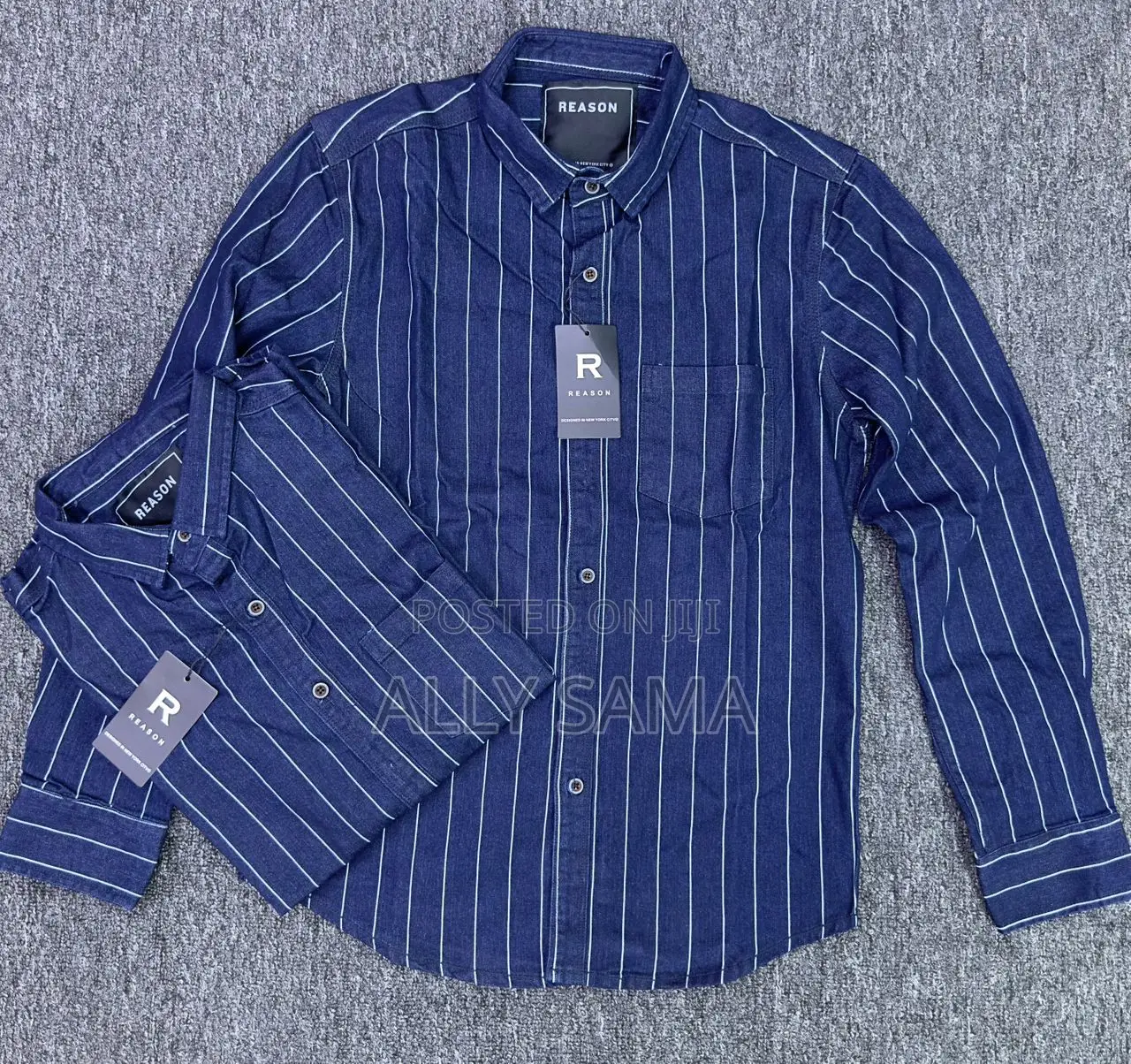 Mens Shirt Blue Material Jeans