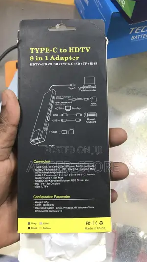 Type C to HDTV HUB (8 in 1) Hd+Pd+2usb+Type C+Sd+Tf+Rj45
