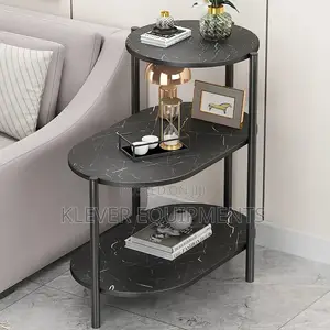 Compact Wooden Side Table With 3 Shelves