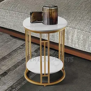 Modern Metal Gold Double Tier End Table