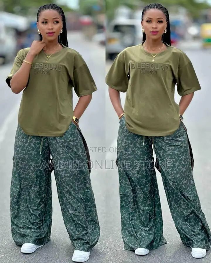 Army Green Wide Leg Pants