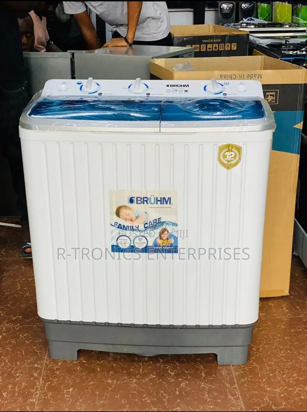 *Brühm Twin Tub Semi Automatic Washing Machine 7kg