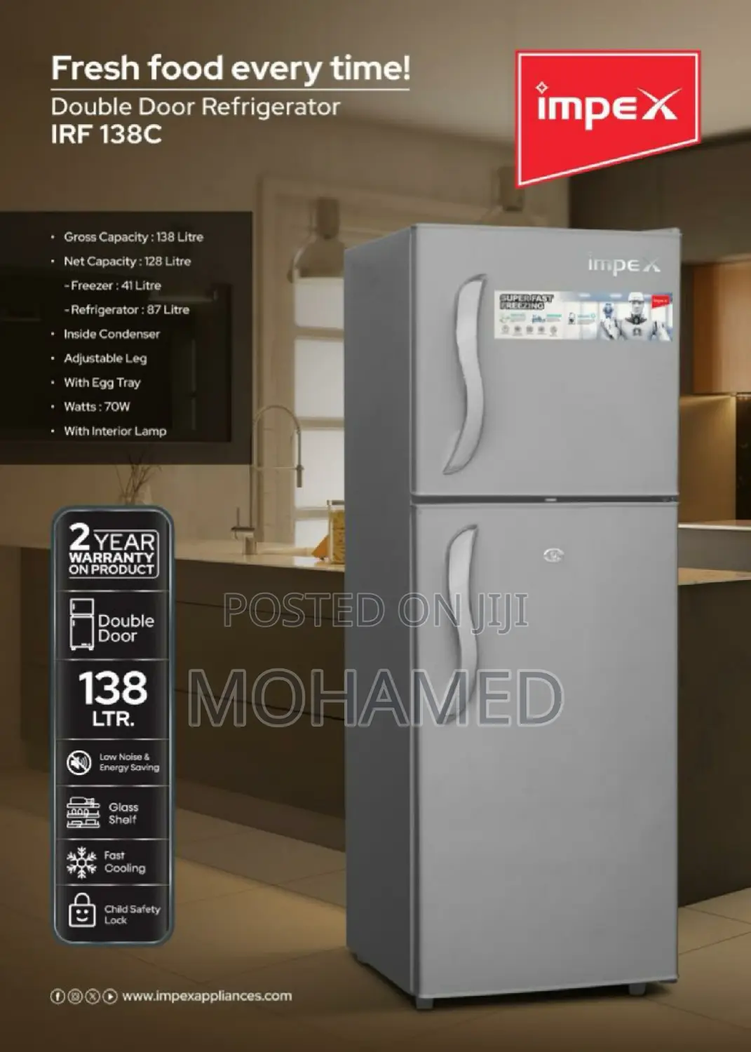 Impex Fridge/Friji 138L
