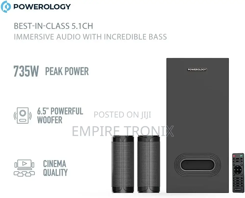 Powerology 5.1CH Soundbar Speaker 735 Watts