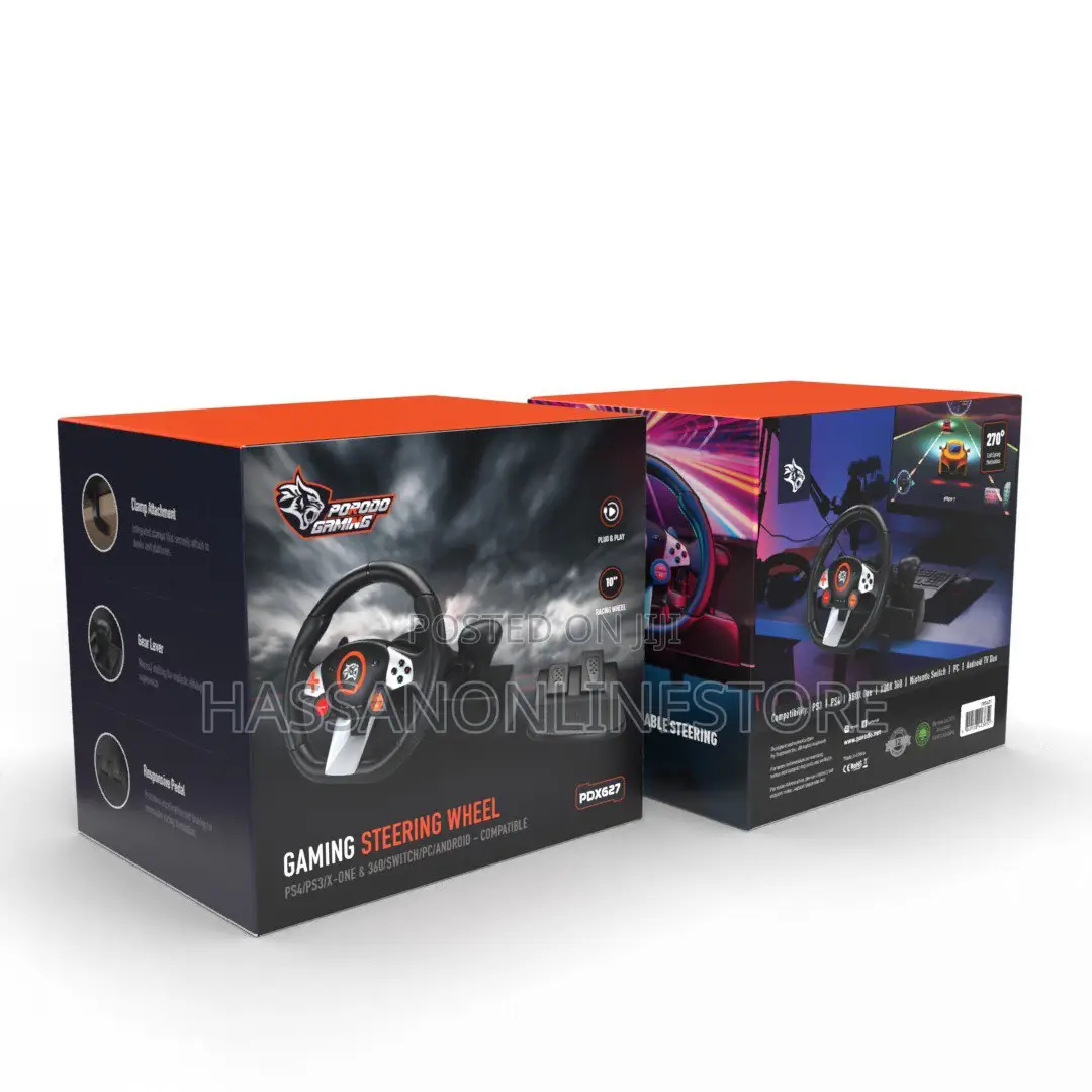 Porodo Gaming 7 in 1 Steering Wheel - Black