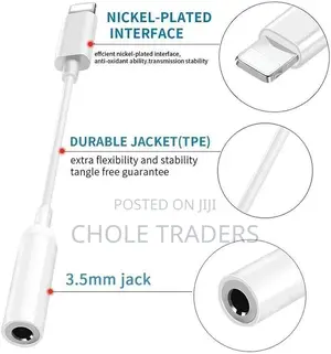 Lightning Adapter Port to 3.5mm Aux Audio Jack Cable