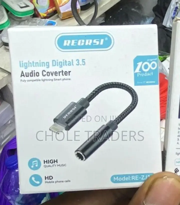 Lightning Adapter Port to 3.5mm Aux Audio Jack Cable