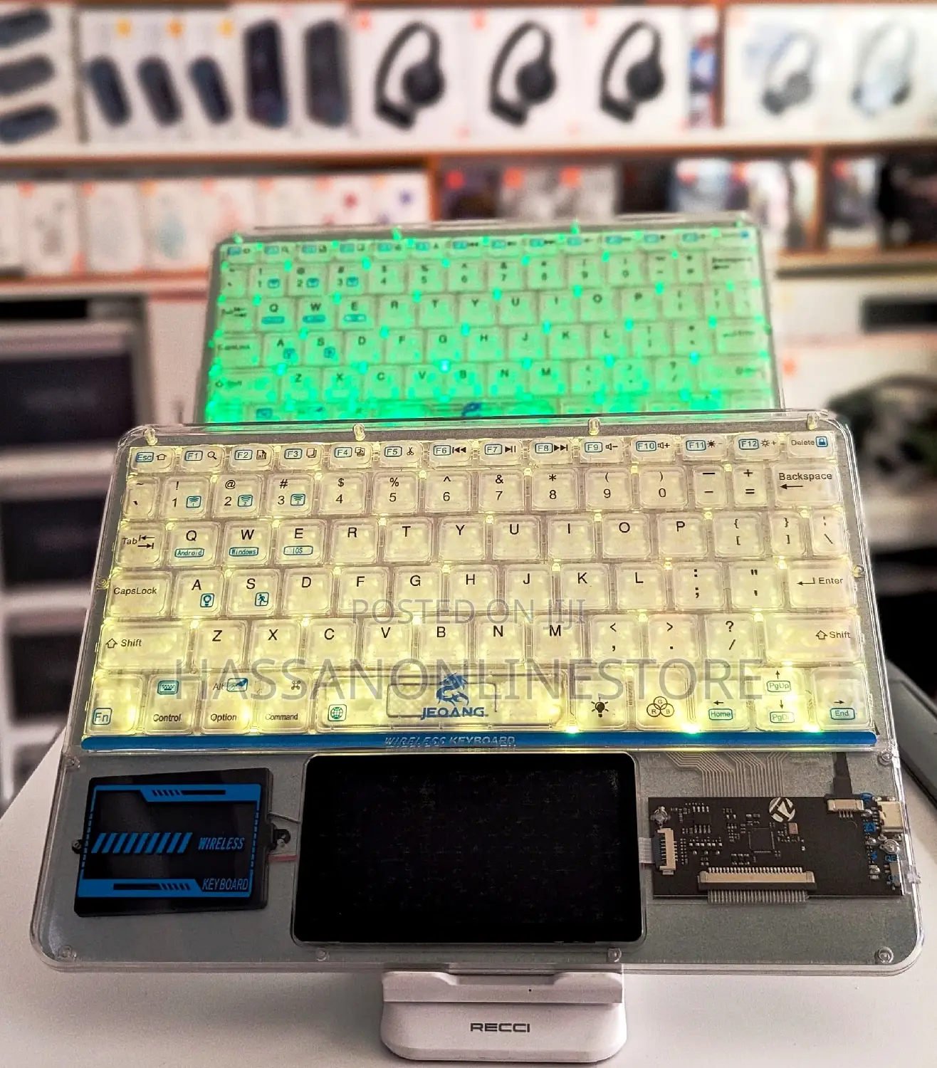 JEQANG Bluetooth Charging Transparent Keyboard