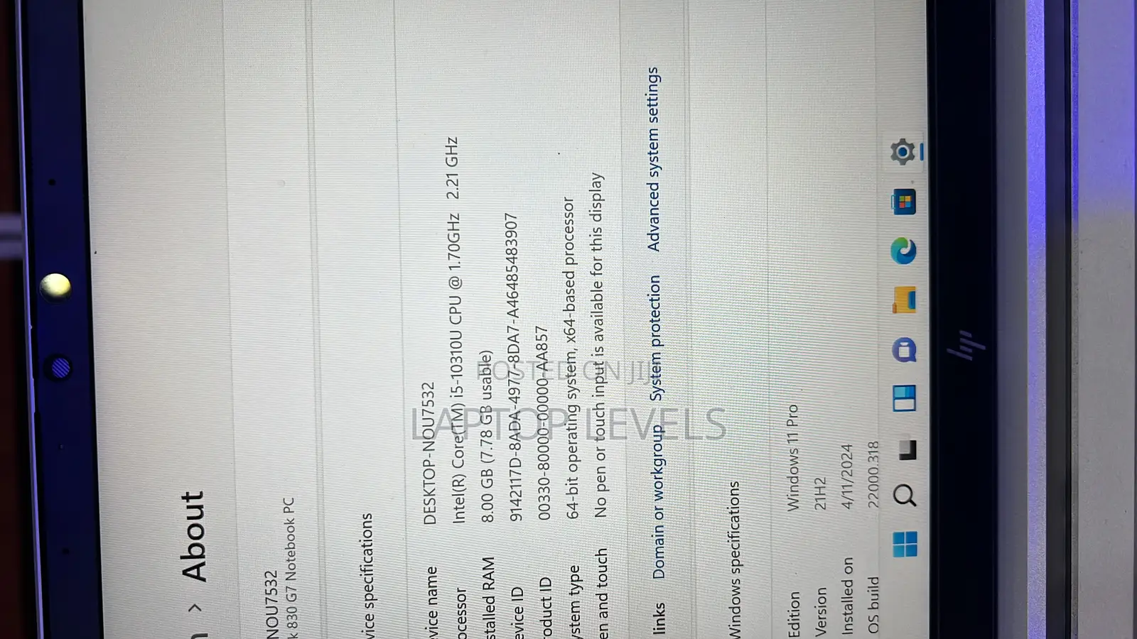 Laptop HP EliteBook 830 G7 8GB Intel Core I5 SSD 256GB