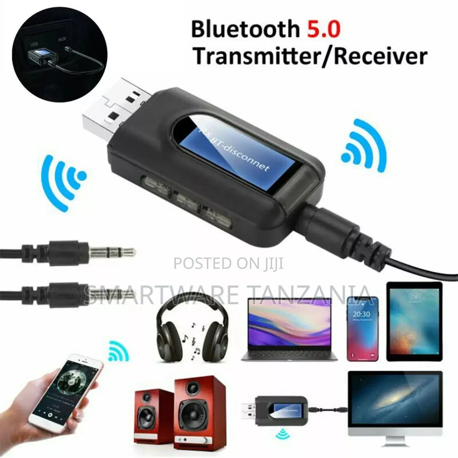 Bluetooth 5.0 Transmitter Receiver 2 IN 1 Wireless Audio Aux