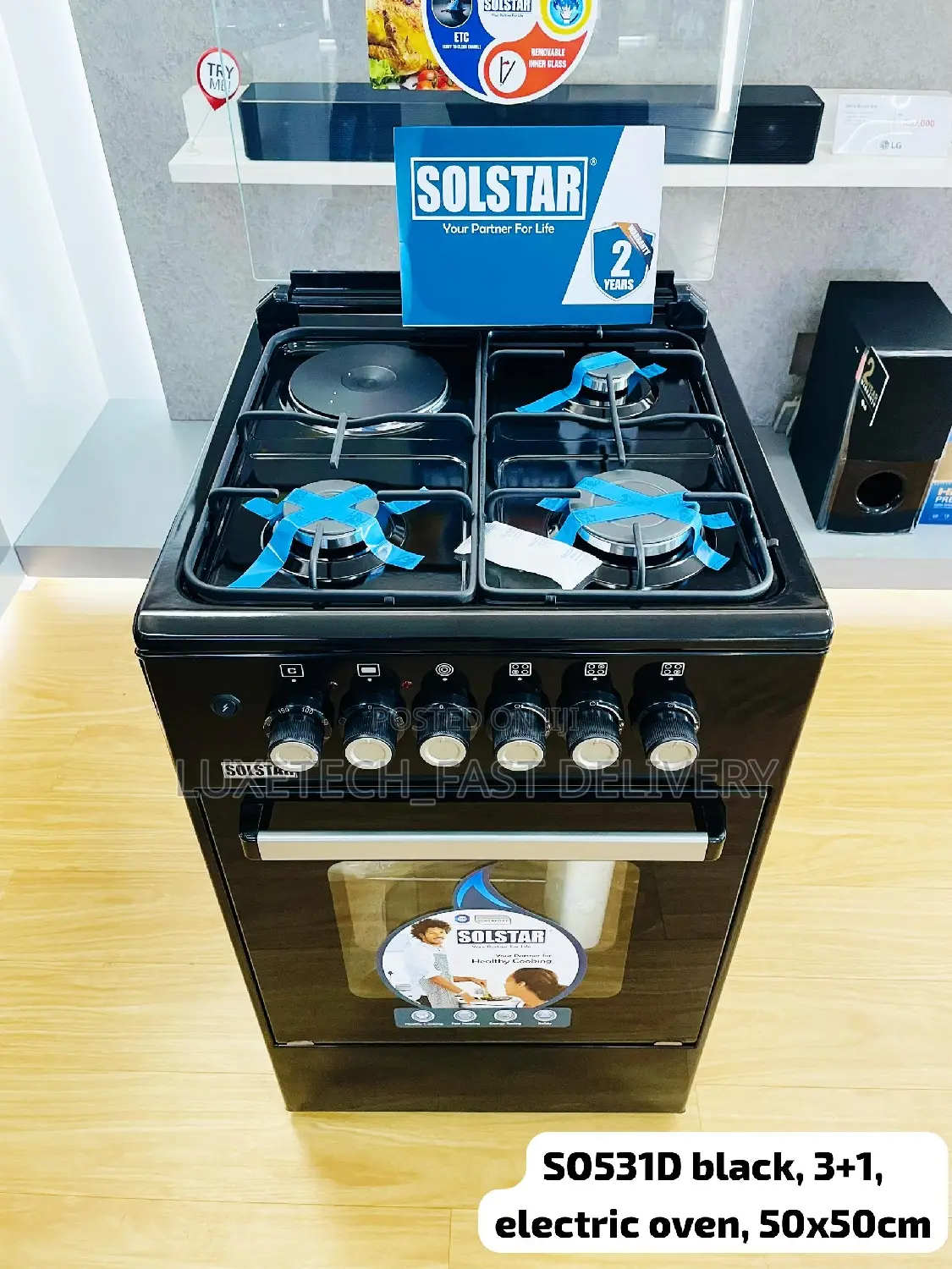 Solstar Cooker 3 Gas + 1 Electric Hob + Electric Oven 50×50
