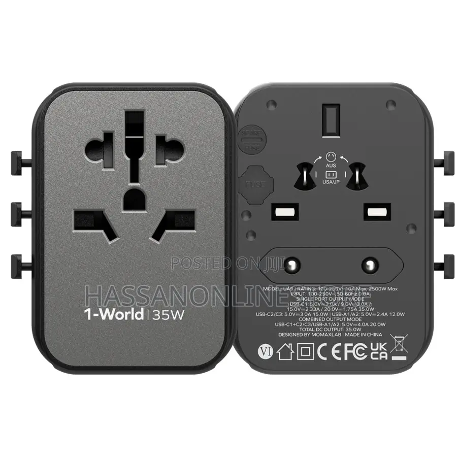 Momax 1-World PD35W 5 Ports + AC Travel Adapter UA9