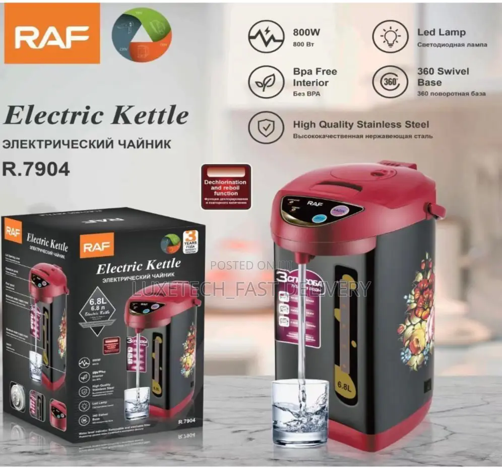 RAF Thermopot Electric Kettle 800W 6.8L 360 Swivel Base