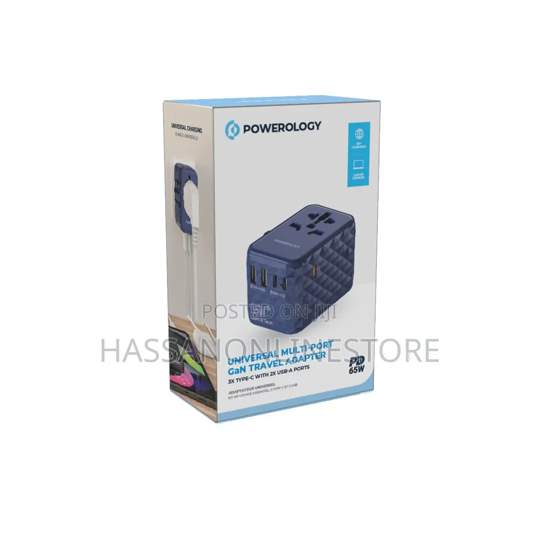Powerology 65W PD Universal Multi-Port Travel Adapter