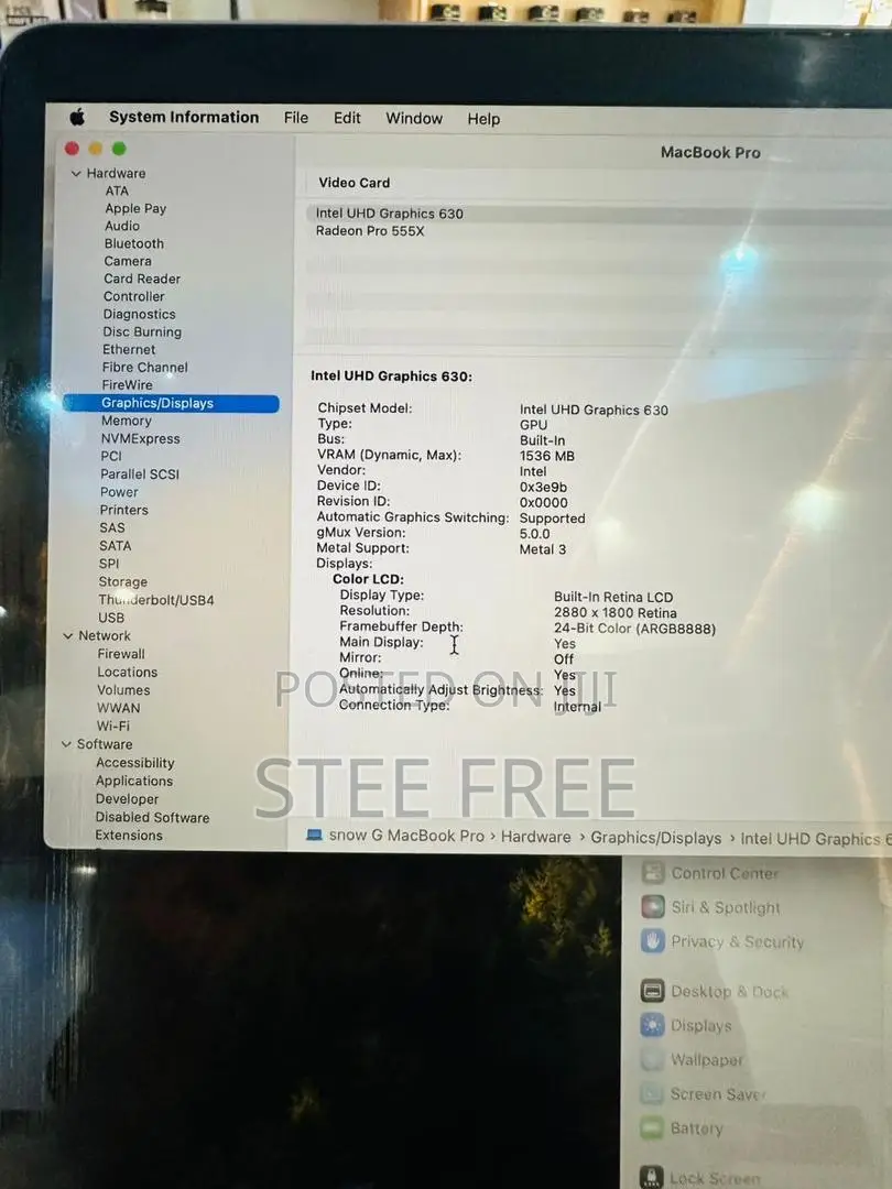 Laptop Apple MacBook Pro 2018 16GB Intel Core I7 SSD 512GB