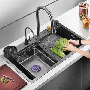 Kitchen Sink With In-build Pull-down Faucet And Rainfall Mod