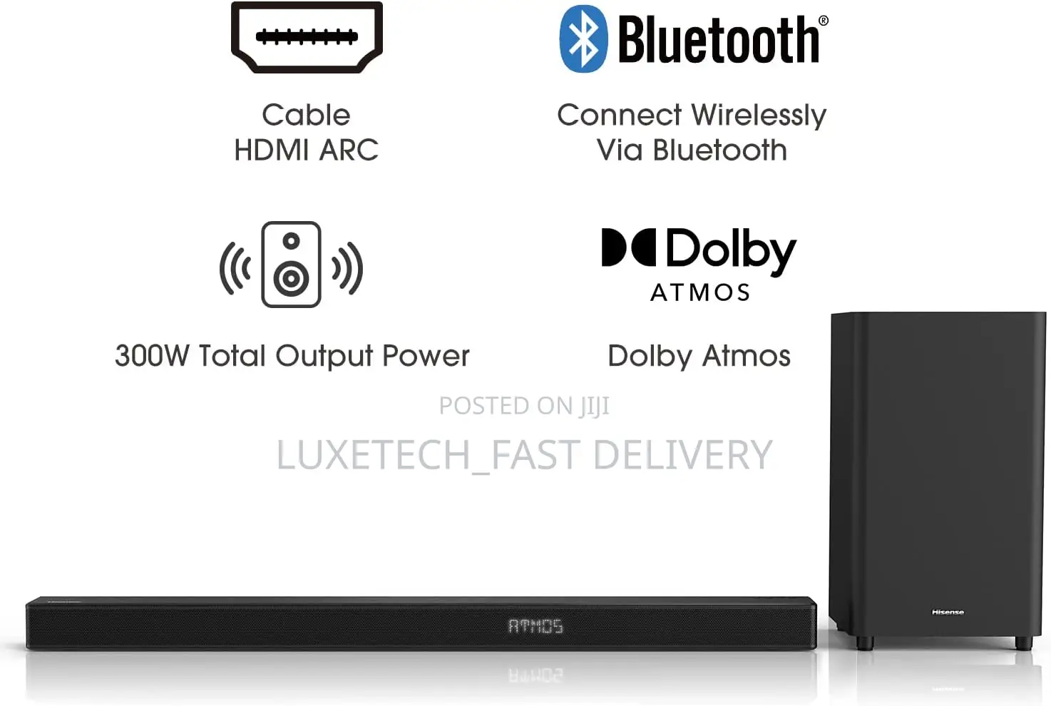 Hisense Dolby Atmos Soundbar 300W | Wireless Subwoofer Hs312
