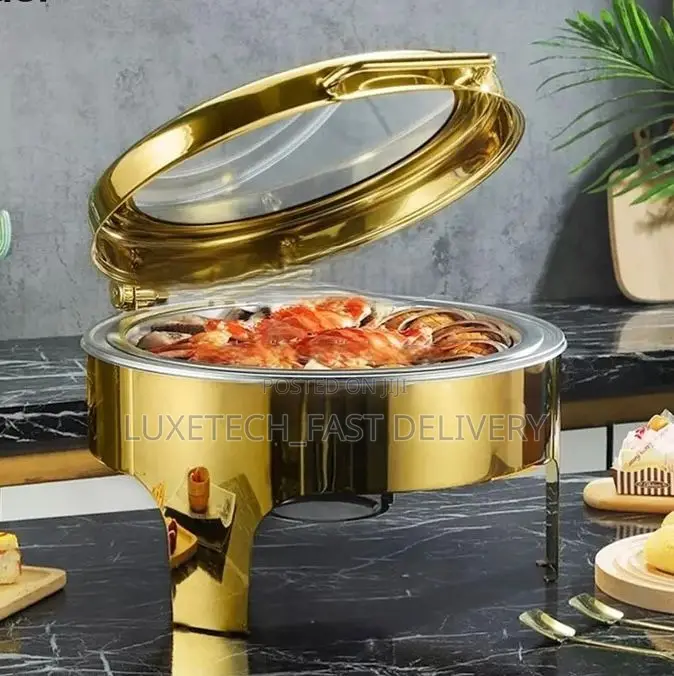 Round Glass Top Chafing Dish | Saving Dish | Buffet Stove