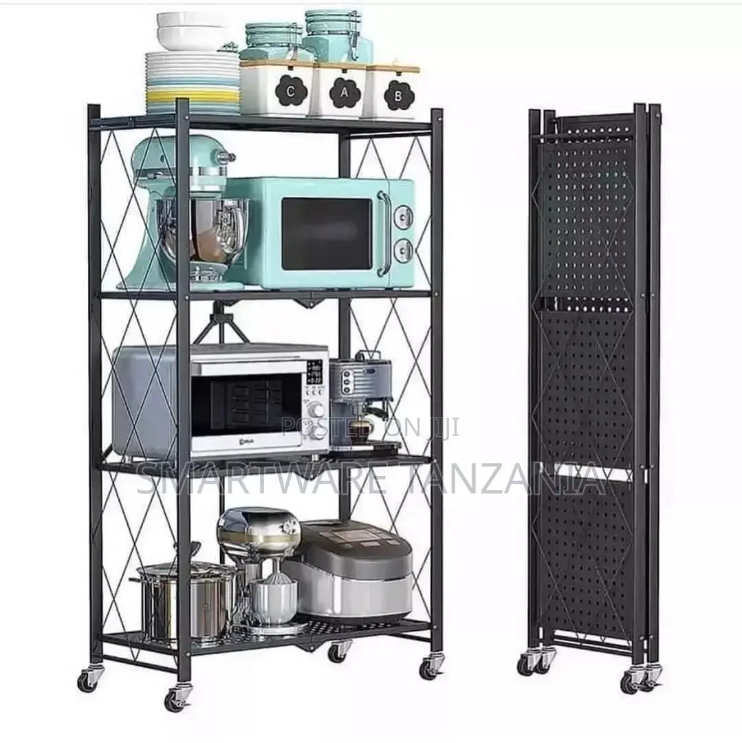 4 Tier Foldable Storage Organizer Heavy Duty Metal Rack