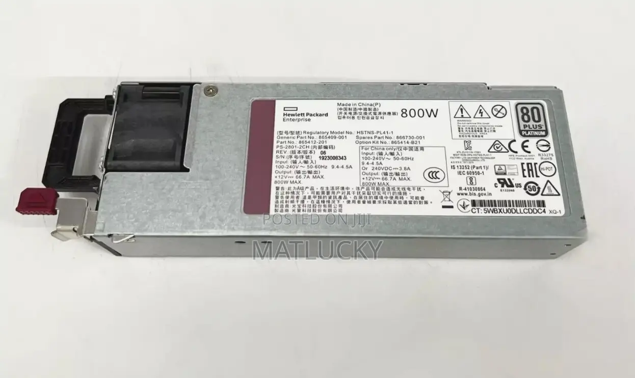 HPE 800W FS Plat Ht PLG LH PWR Sply Kit