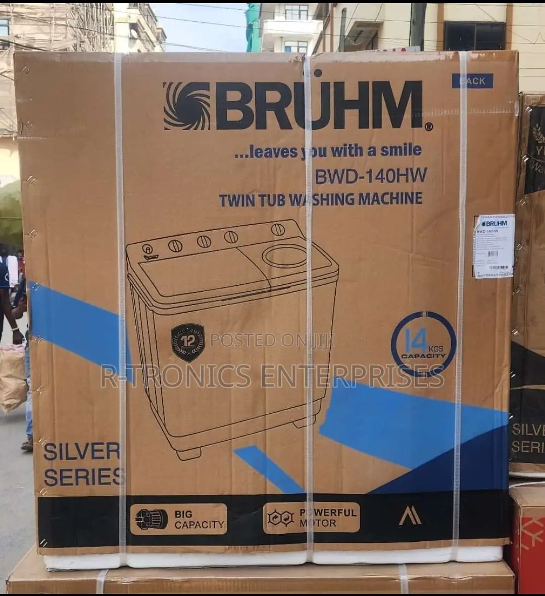 Bruhm Washing Machine 14kg Semi Automatic Twin Tub Top Load