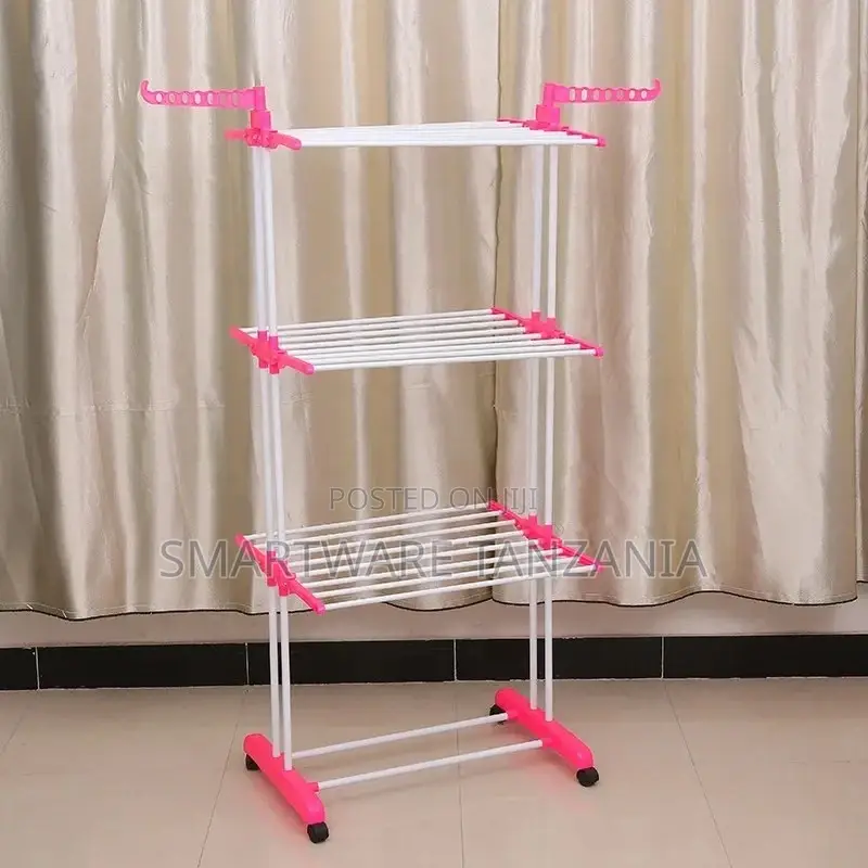 Indoor Clothes Drying Rack Tower With Foldable Wings, Wheels