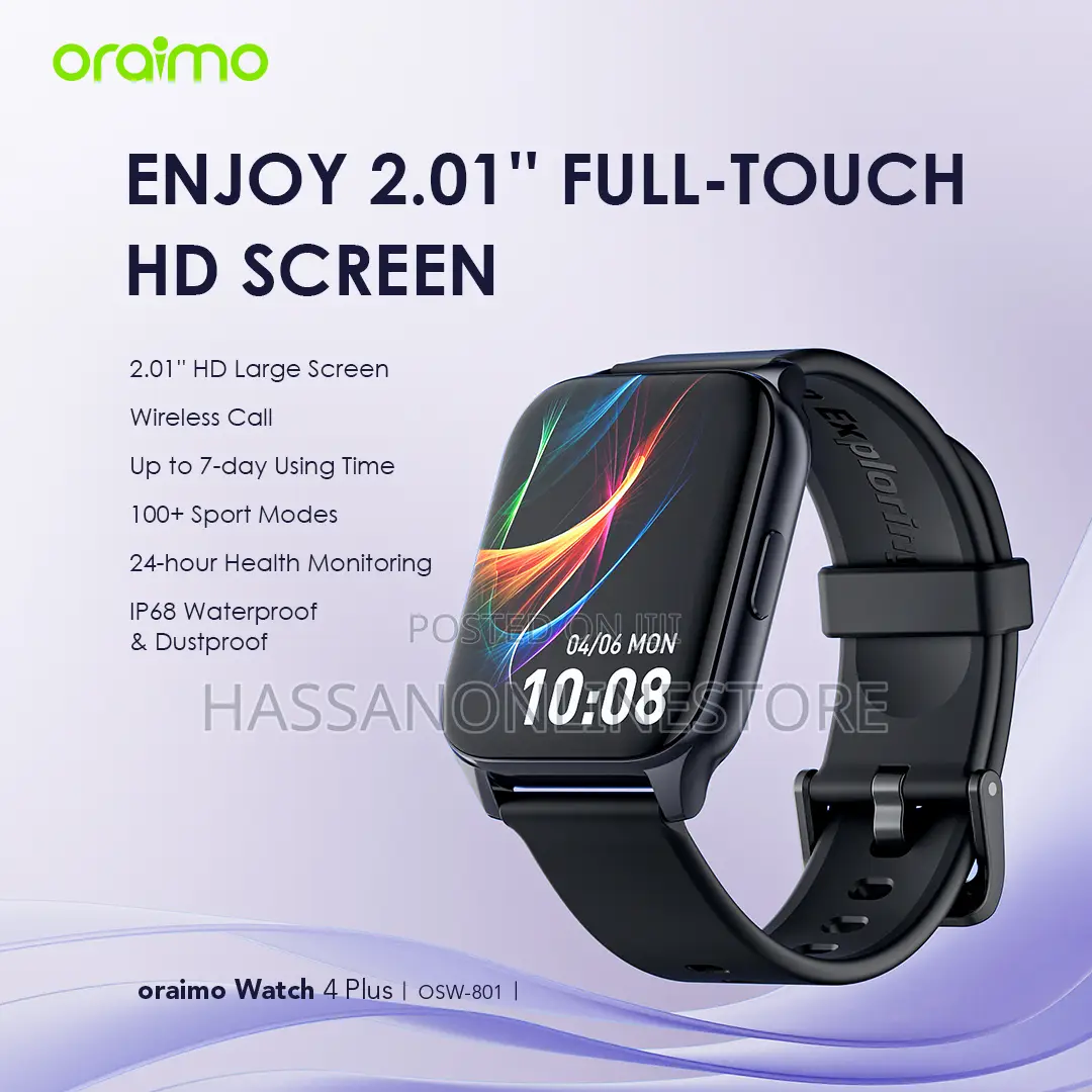 Oraimo Watch 4 Plus 2.01′′ HD IP68 Smart Watch