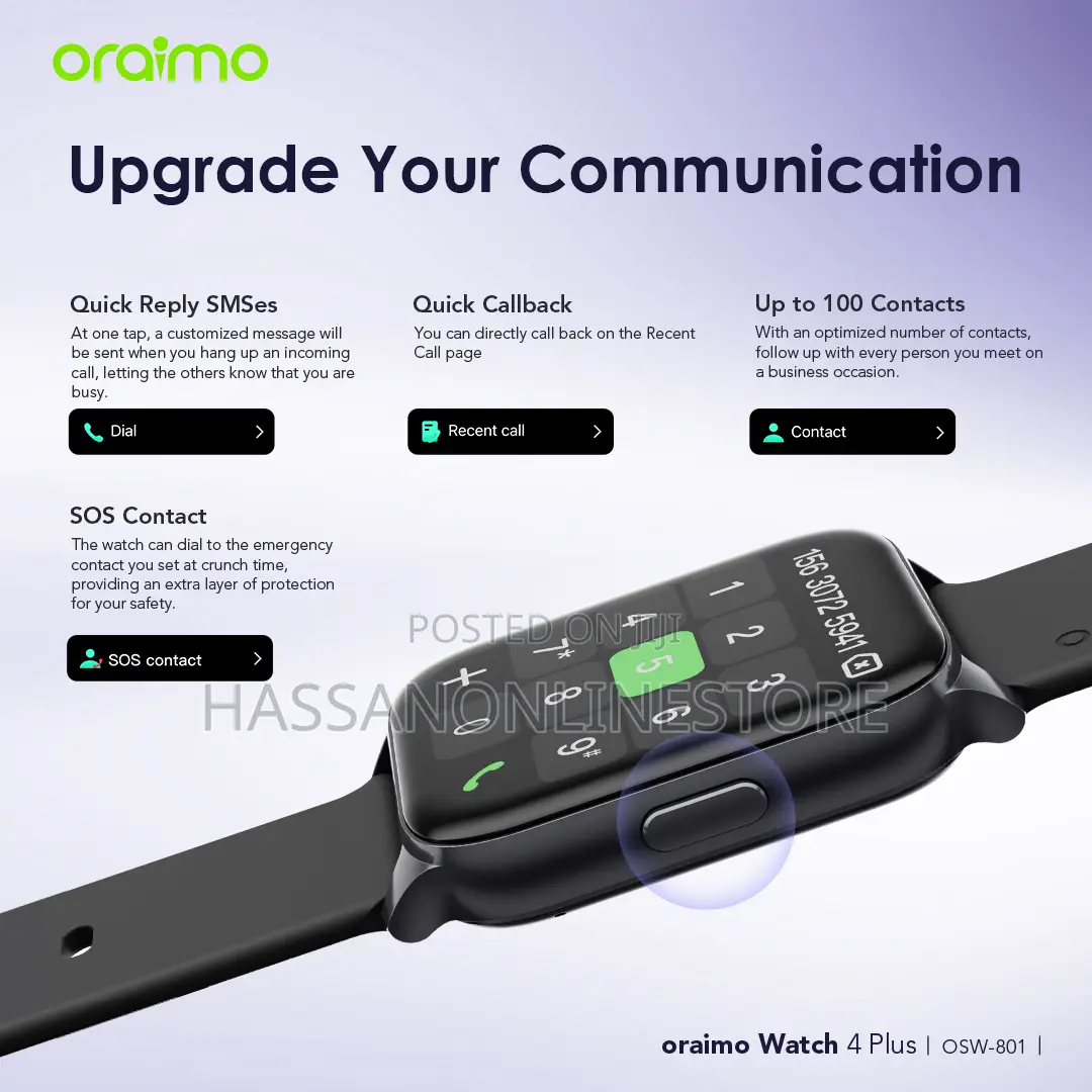 Oraimo Watch 4 Plus 2.01′′ HD IP68 Smart Watch