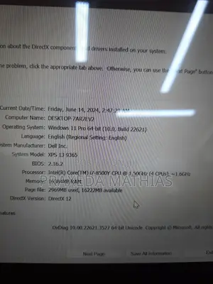 Laptop Dell XPS 13 9365 16GB Intel Core I7 SSD 512GB