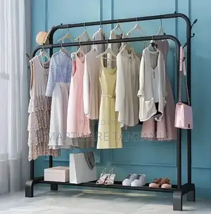 Clothes Rack With Bottom Shelf/Coat Jacket Hanger for Home