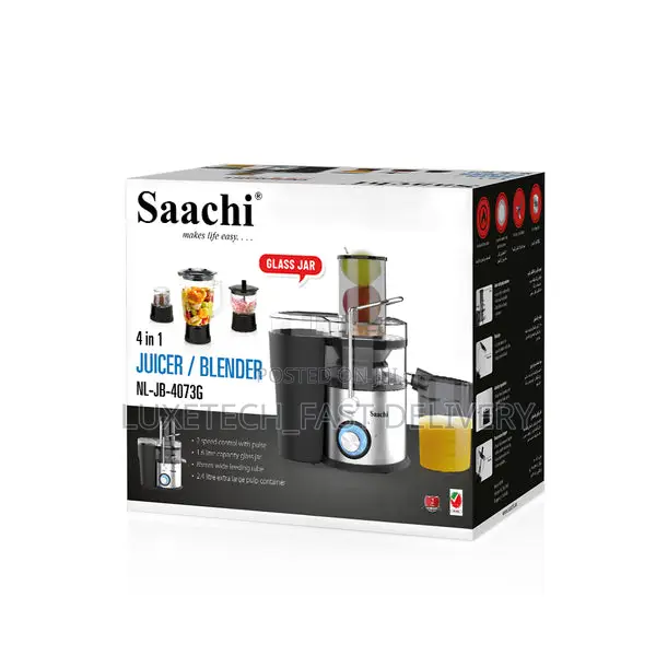Saachi Juicer+Blender 4 in 1 With Unbreakable Jar and Mill