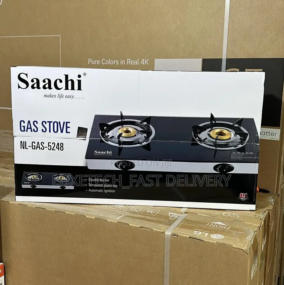 Saachi Glass Top 2 Burner Gas Stove - Black, NL-GAS-5248