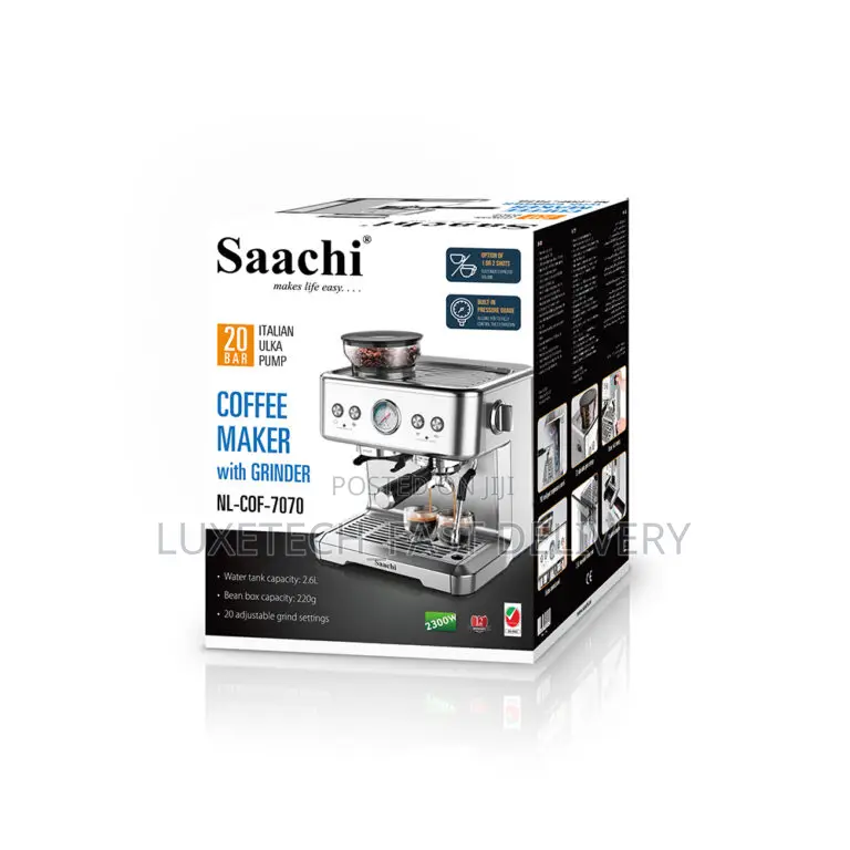 Saachi Coffee Maker With Grinder 20 Bars Pressure Pump