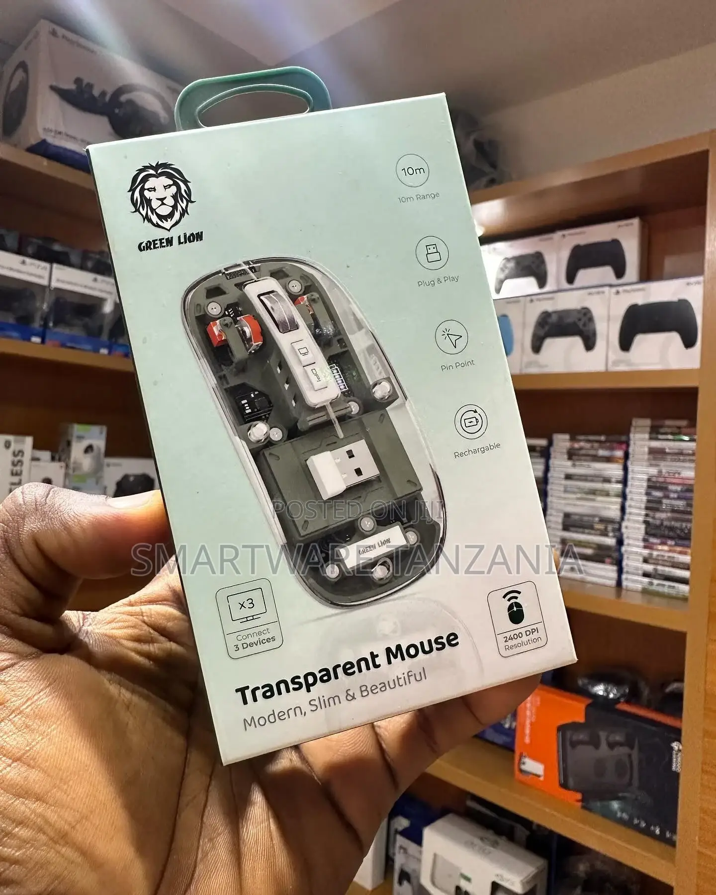 Green Lion Transparent Mouse 2400DPI 400mah Grey Green Lion