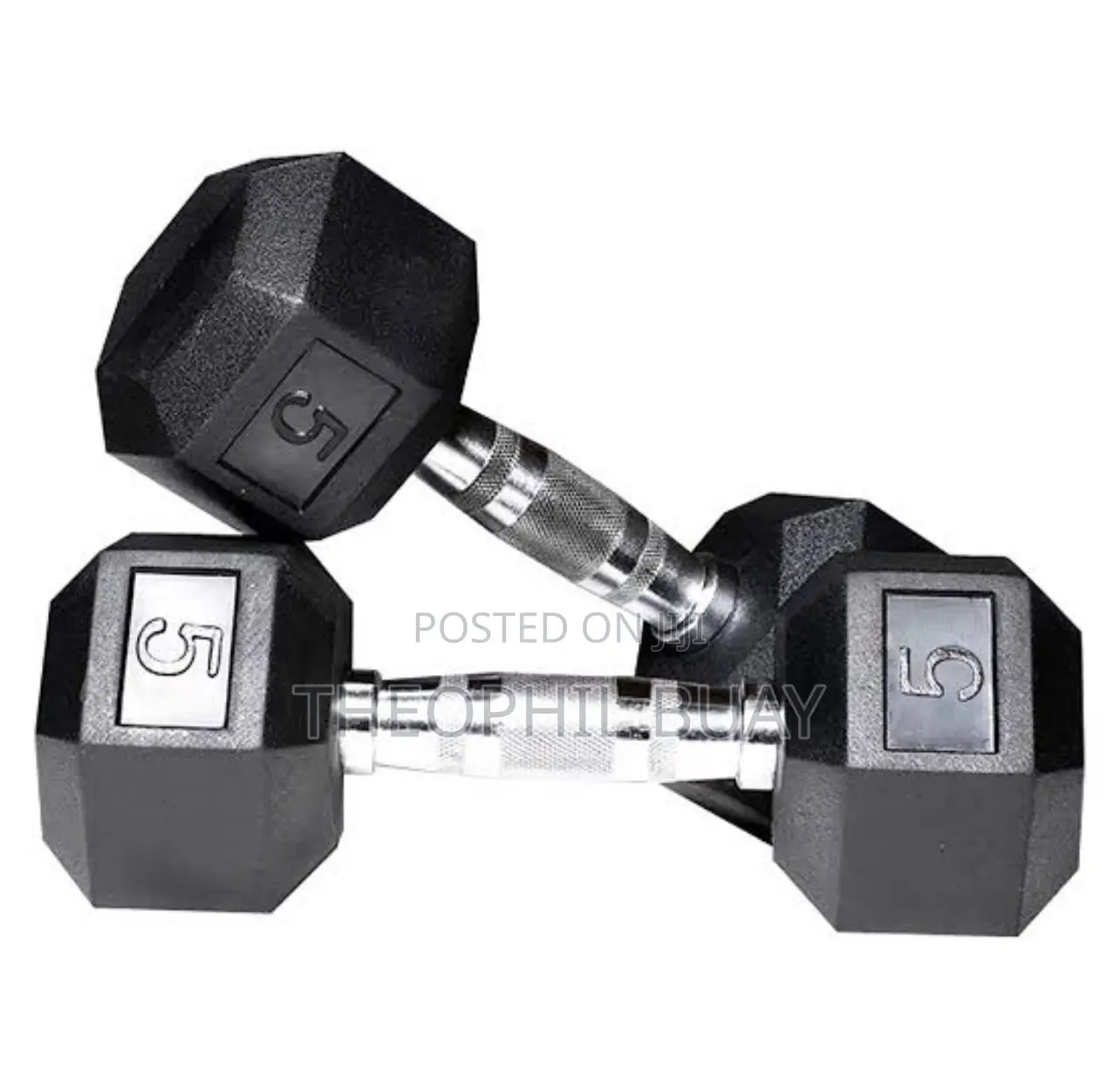 5kg Pair of Rubber Hex Dumbbell