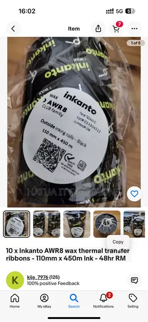 Ribbon Inkanto Wax Awr8 - Black 110 Mm X 300 M