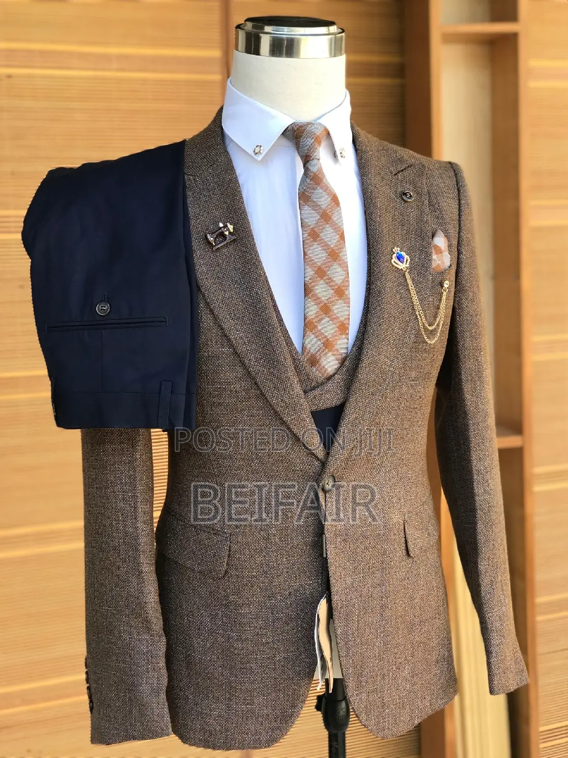 Suti Za Kiume | Men's Suits | Mixture of Dark Blue N Brown