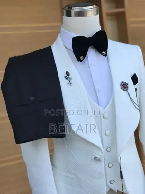 White Suit | White Jacket N Waist Coat | Black Trouser