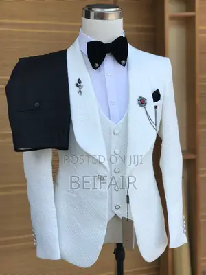 White Suit | White Jacket N Waist Coat | Black Trouser