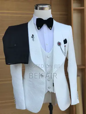 White Suit | White Jacket N Waist Coat | Black Trouser