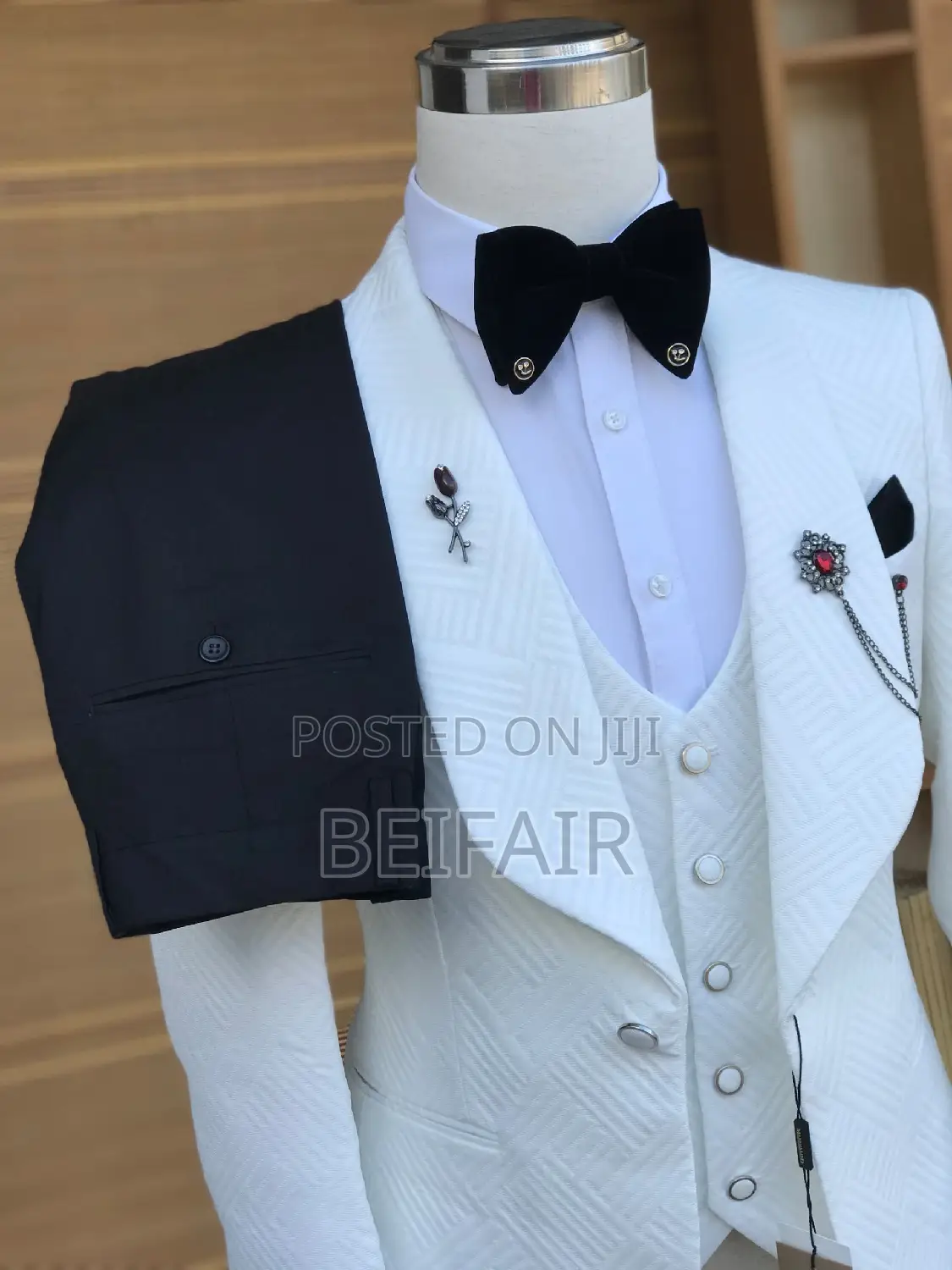 White Suit | White Jacket N Waist Coat | Black Trouser