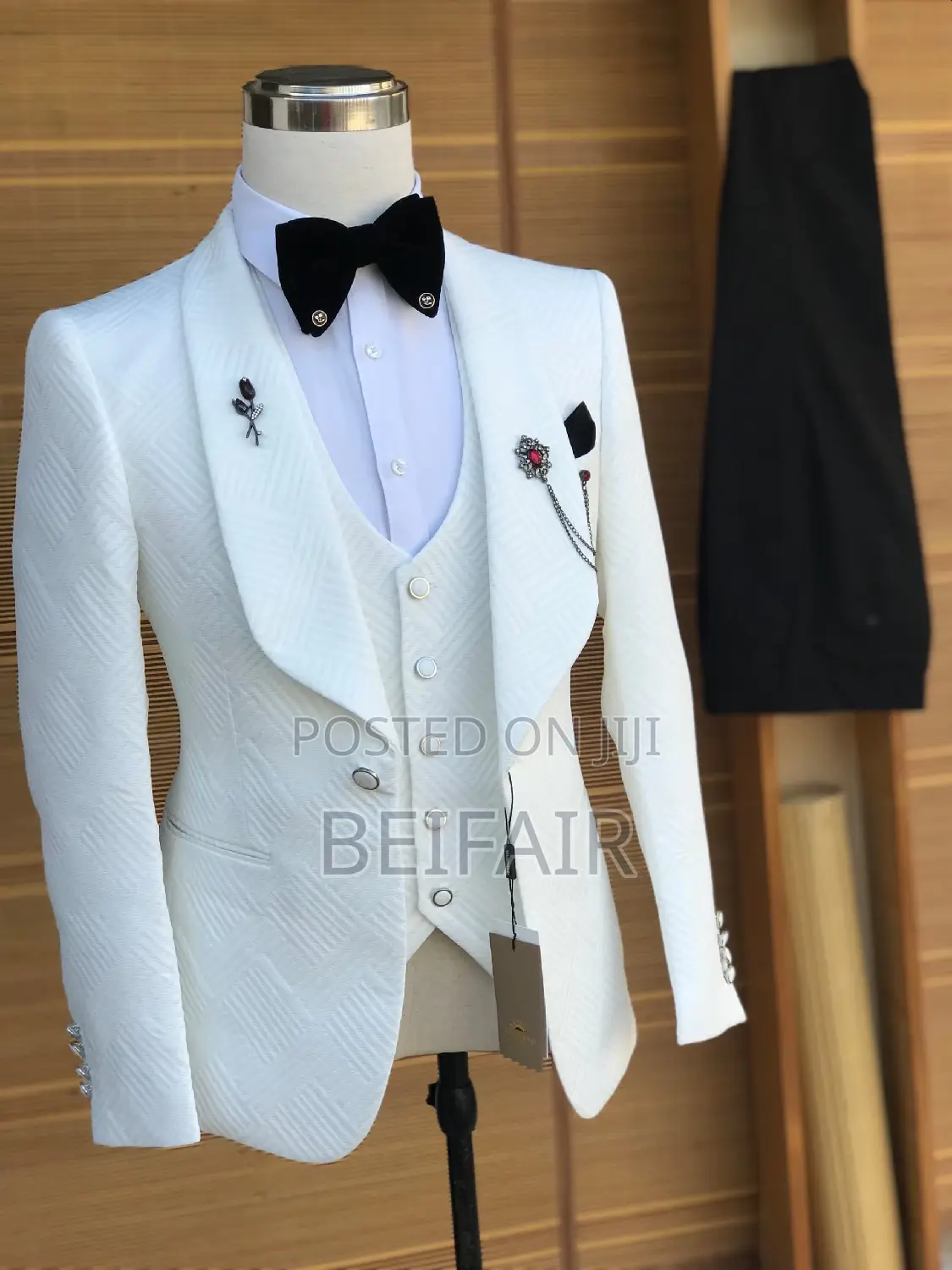 White Suit | White Jacket N Waist Coat | Black Trouser