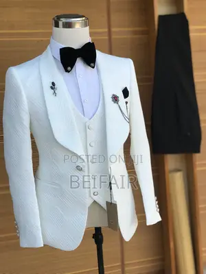 White Suit | White Jacket N Waist Coat | Black Trouser