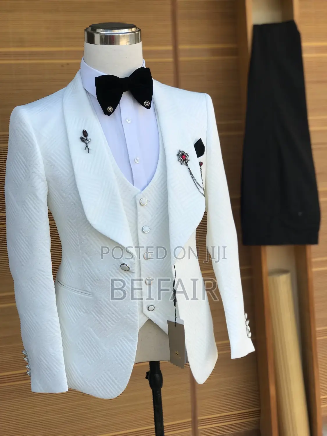 White Suit | White Jacket N Waist Coat | Black Trouser